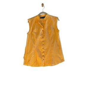 Susan Graver style, V-neck, pleated short sleeve blouse size XS